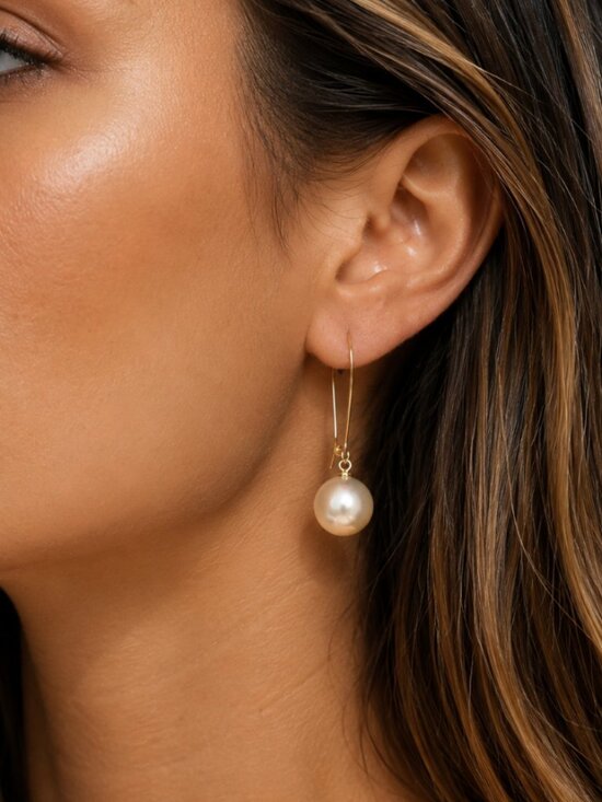 Jewelry - “Brianna” Pearl drop hoop earrings